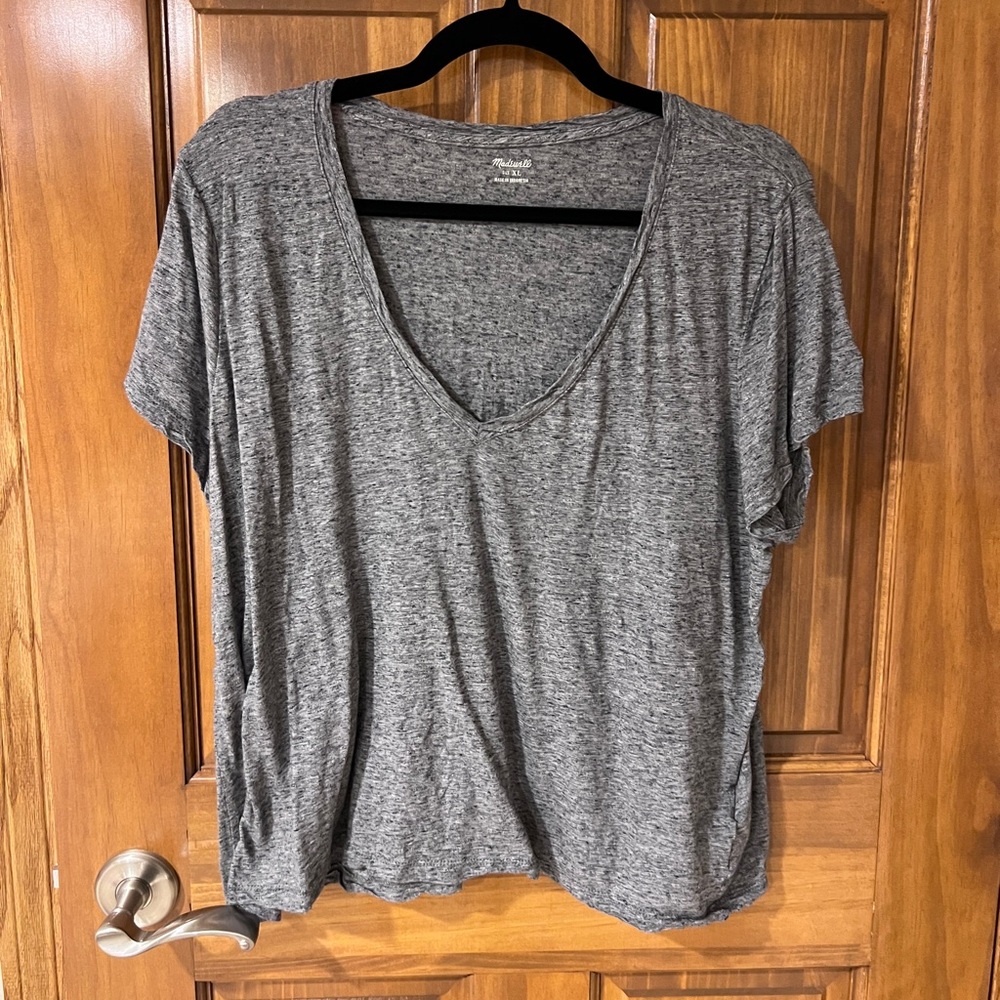 Madewell Gray V-Neck Women's Top